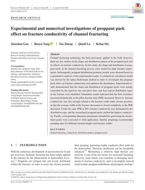 Experimental and numerical investigations of proppant .